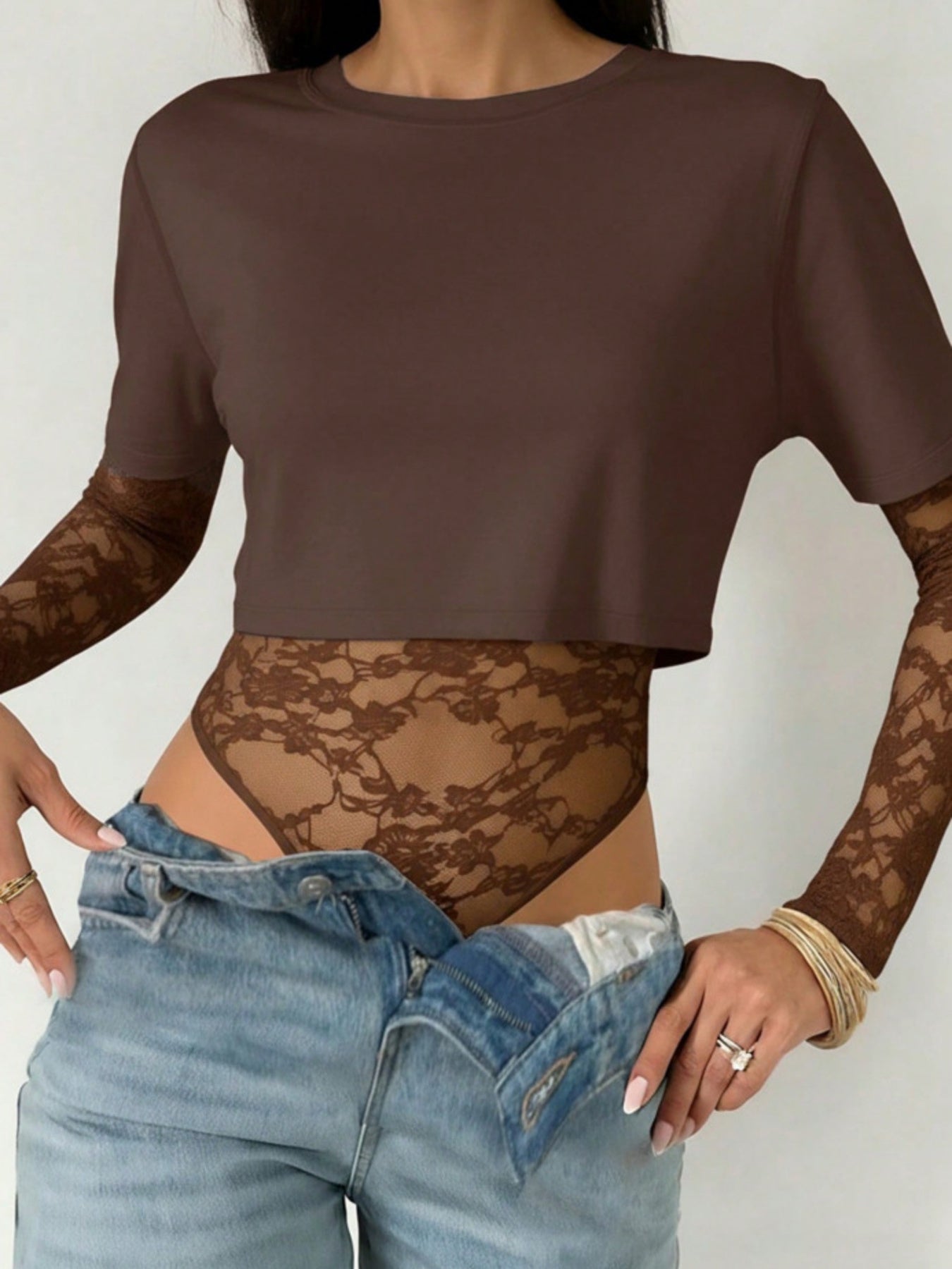 Claire Lace Patchwork Bodysuit - Be Juliet