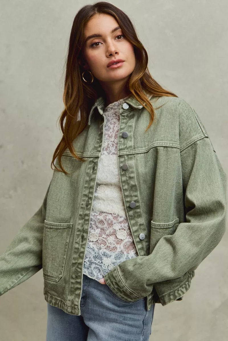 Renée Vintage-Washed Twill Shacket - Be Juliet