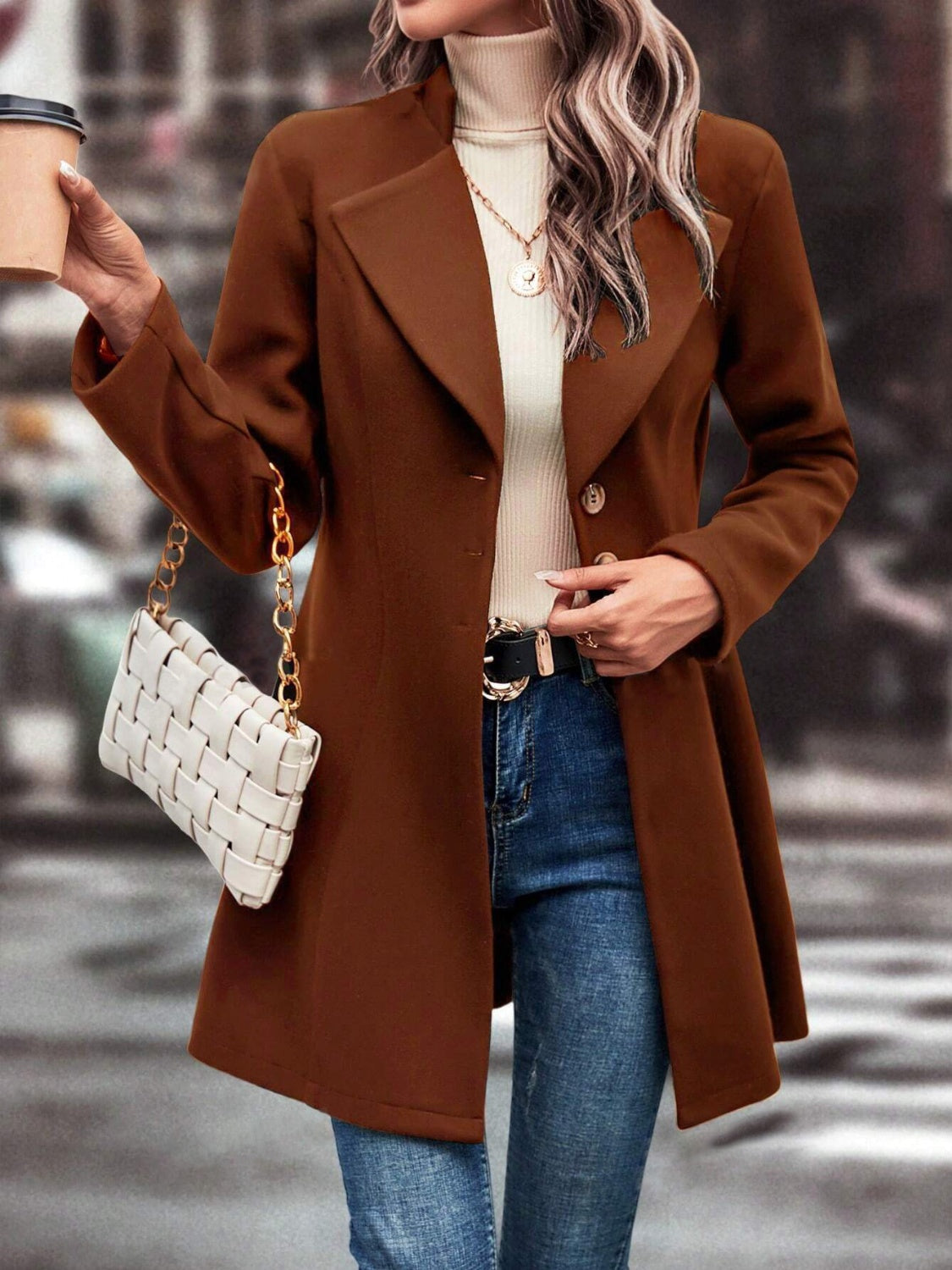 Collared Neck Longline Coat - Be Juliet