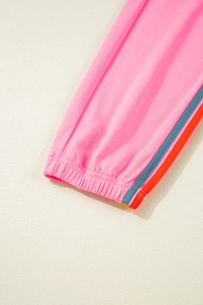 Contrast Striped Elastic Waist Active Pants - Be Juliet