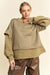 Davi & Dani Faux Layered Round Neck Sweater - Olive, front view on model - Be Juliet