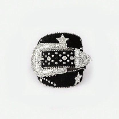 PU Leather Inlaid Rhinestone Belt - Be Juliet