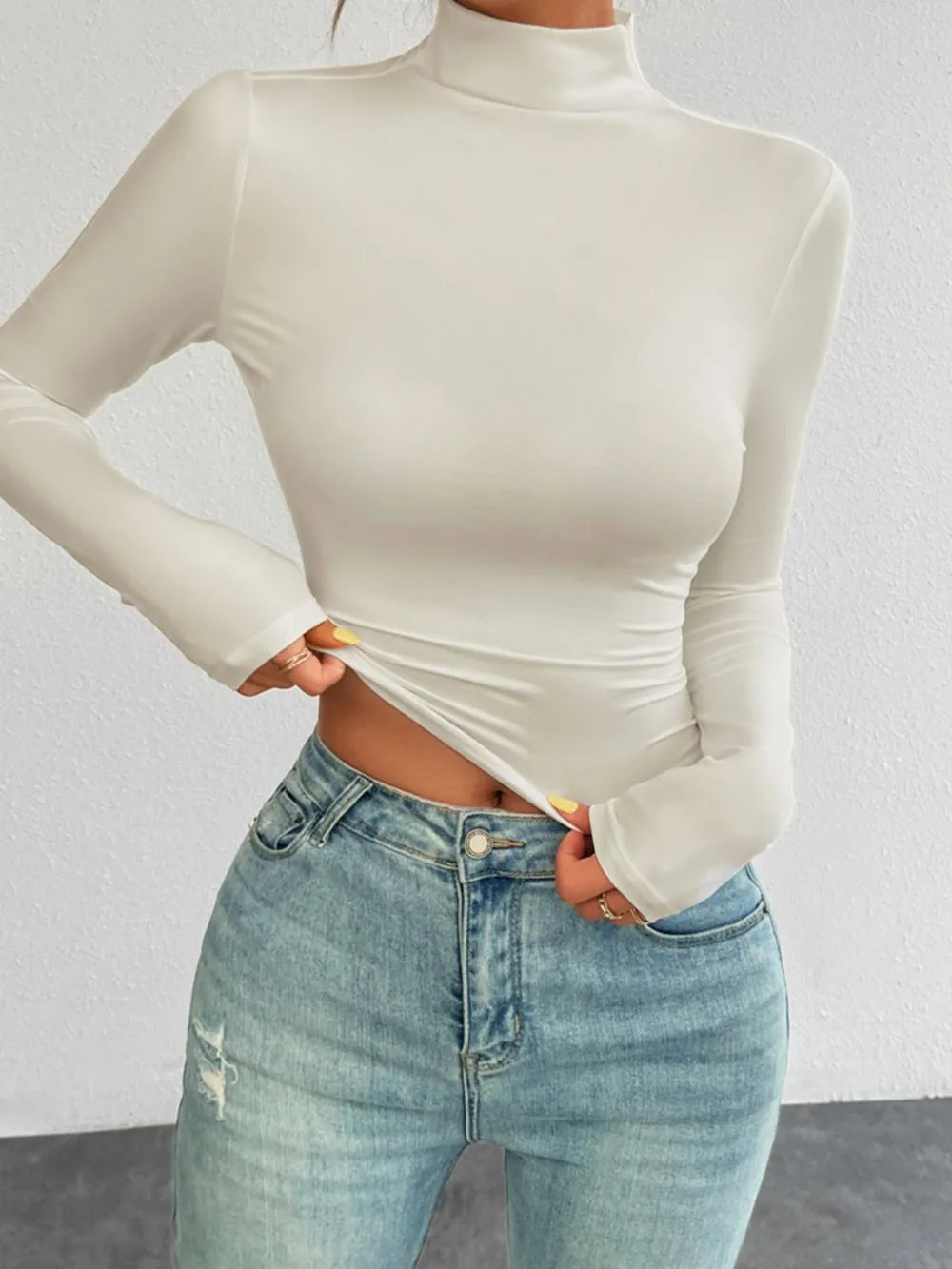 Devine Mock Neck Long Sleeve T-Shirt - Be Juliet