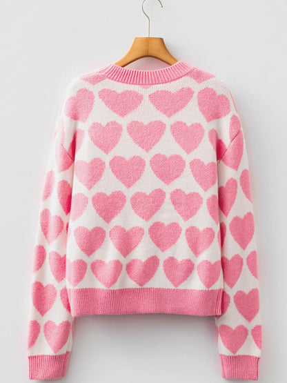 Valentine Heart Round Neck Sweater - Be Juliet