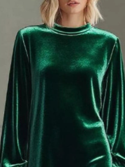 Vivienne Velvet Long Sleeve Mini Dress — Plus Size - Be Juliet
