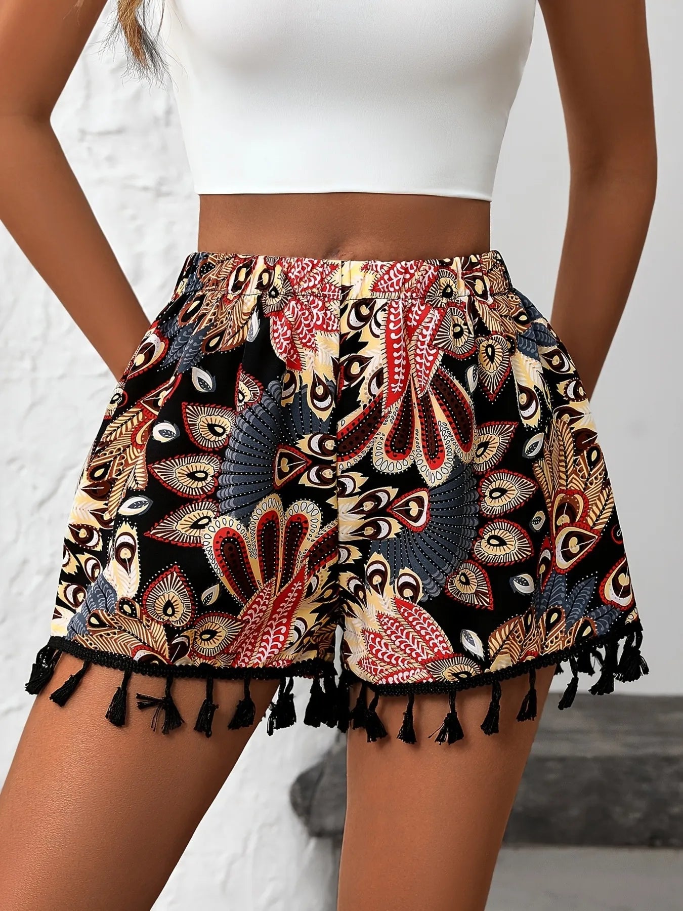 Sofia Paisley Tassel Shorts - Be Juliet