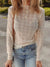 The Margaux Sheer Plaid Mesh Top - Beige, front close-up on model with jeans - Be Juliet
