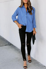 ANGELINA STRIPED BUTTON UP LONG SLEEVE SHIRT