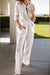 Long Sleeve Top and Drawstring Pants Lounge Set - White, front view on model - Be Juliet