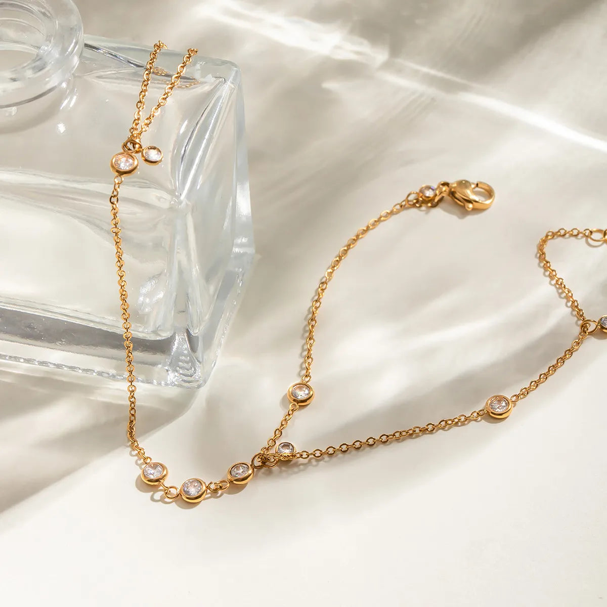 Élodie 18K Gold-Plated Rhinestone Chain Bracelet - Be Juliet