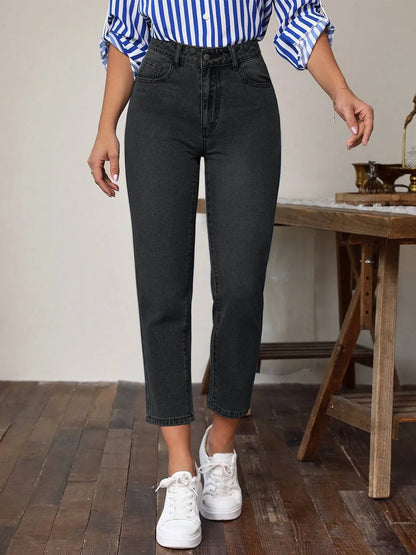 Sabine High-Waist Straight Leg Jeans – Classic Blue - Be Juliet