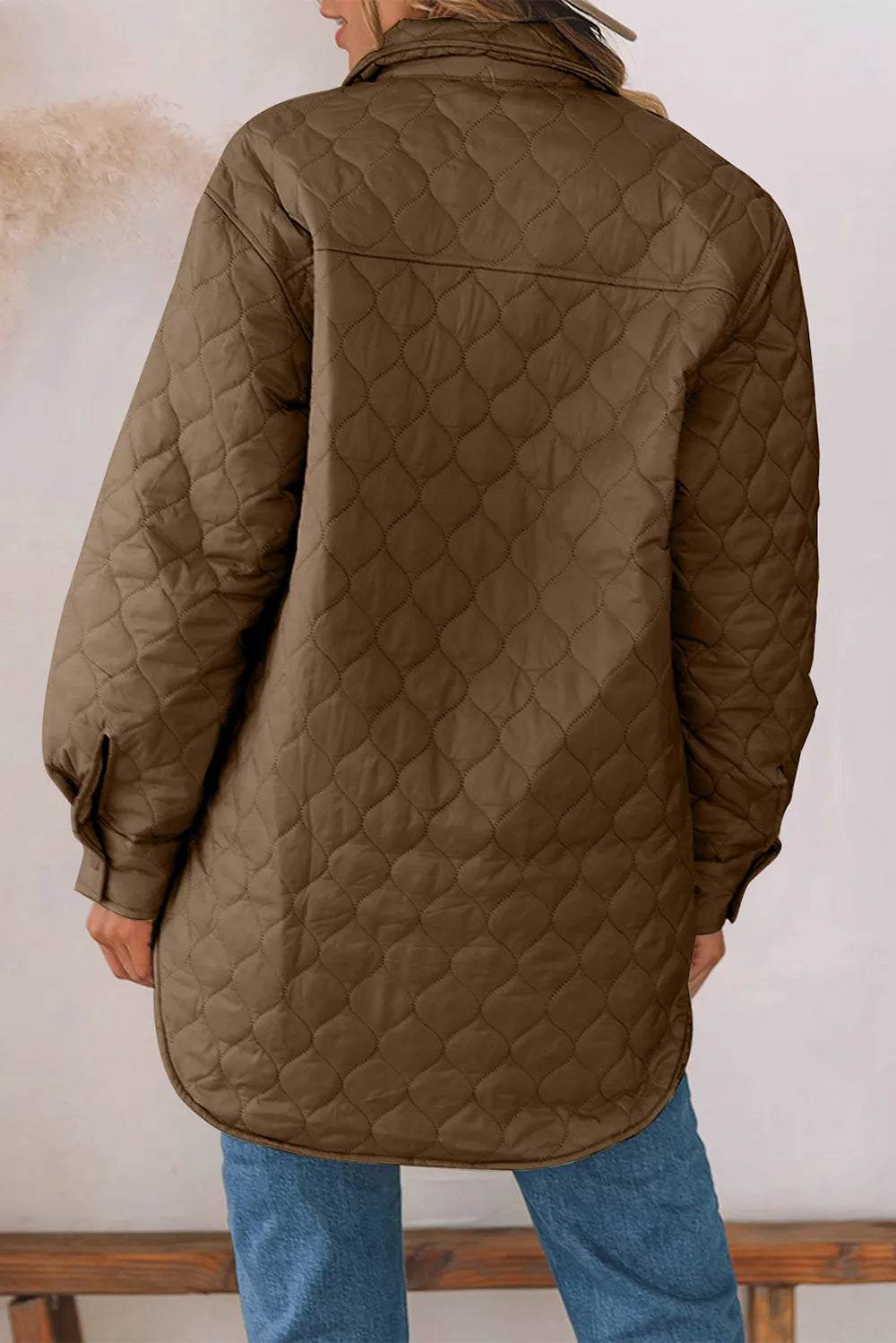 Snap Down Collared Winter Coat - Pink, front view on model - Be Juliet