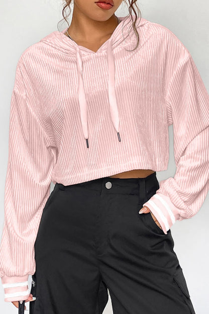 Drawstring Drop Shoulder Long Sleeve Hoodie - Be Juliet