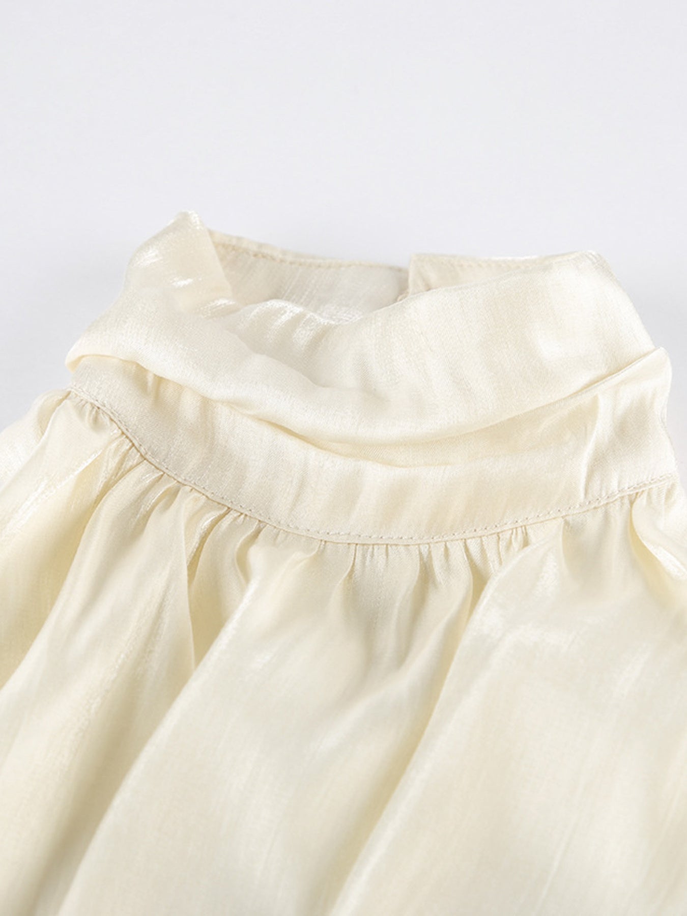Elise Halter Ruched Cami - Cream, close-up detail - Be Juliet