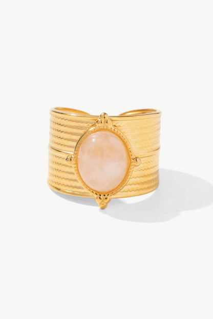 18K Gold-Plated Wide Open Ring - Orange, front view on finger - Be Juliet