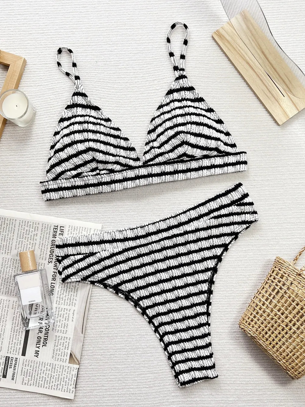 Colette Striped V-Neck Swim Set - Be Juliet