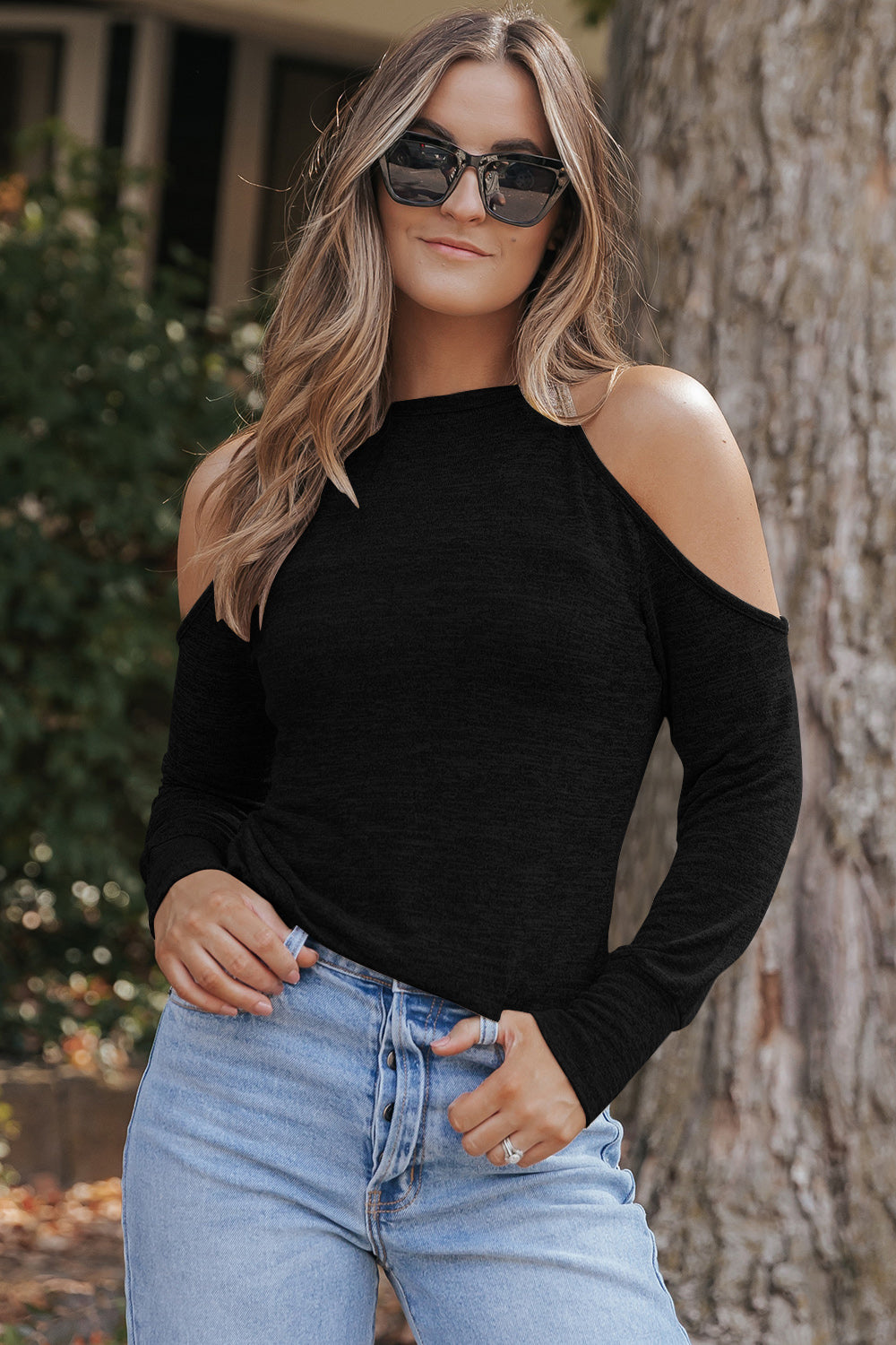 Trinity Cold Shoulder Long Sleeve Top - Be Juliet