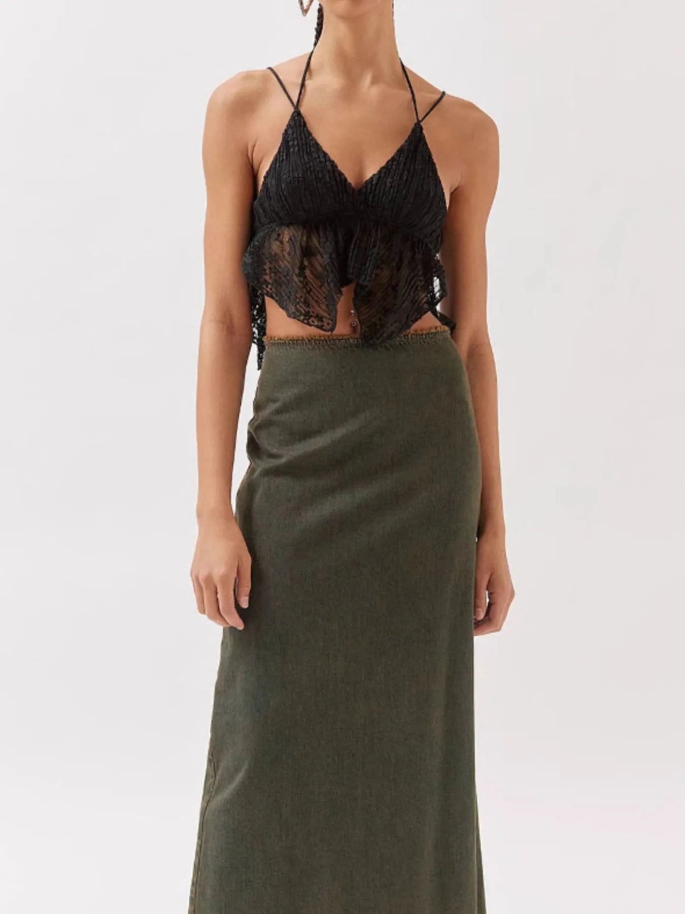 Amber Lace Cropped Cami with Flowy Hem - Be Juliet