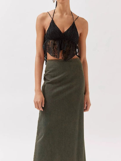 Amber Lace Cropped Cami with Flowy Hem - Be Juliet