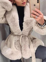 Faux Fur Trimmed Belted Outerwear - Be Juliet