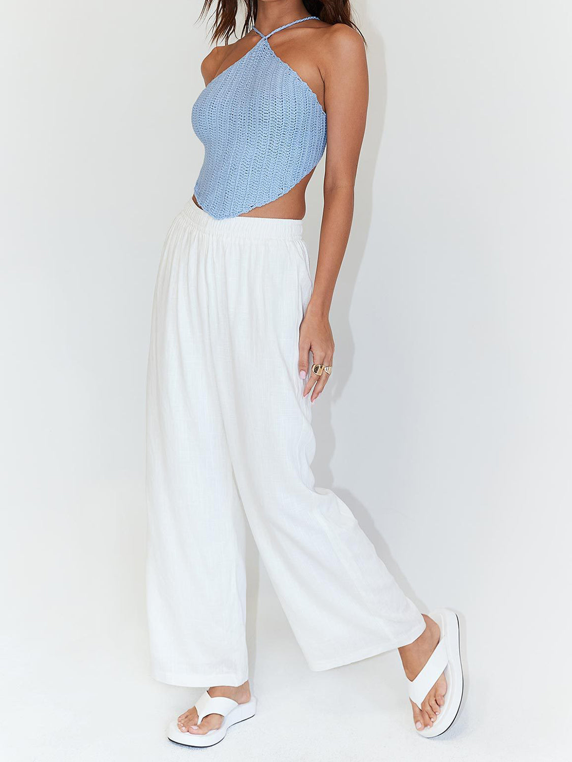 Mandi Tie Back Sleeveless Tank Top - full-length view on model - Be Juliet
