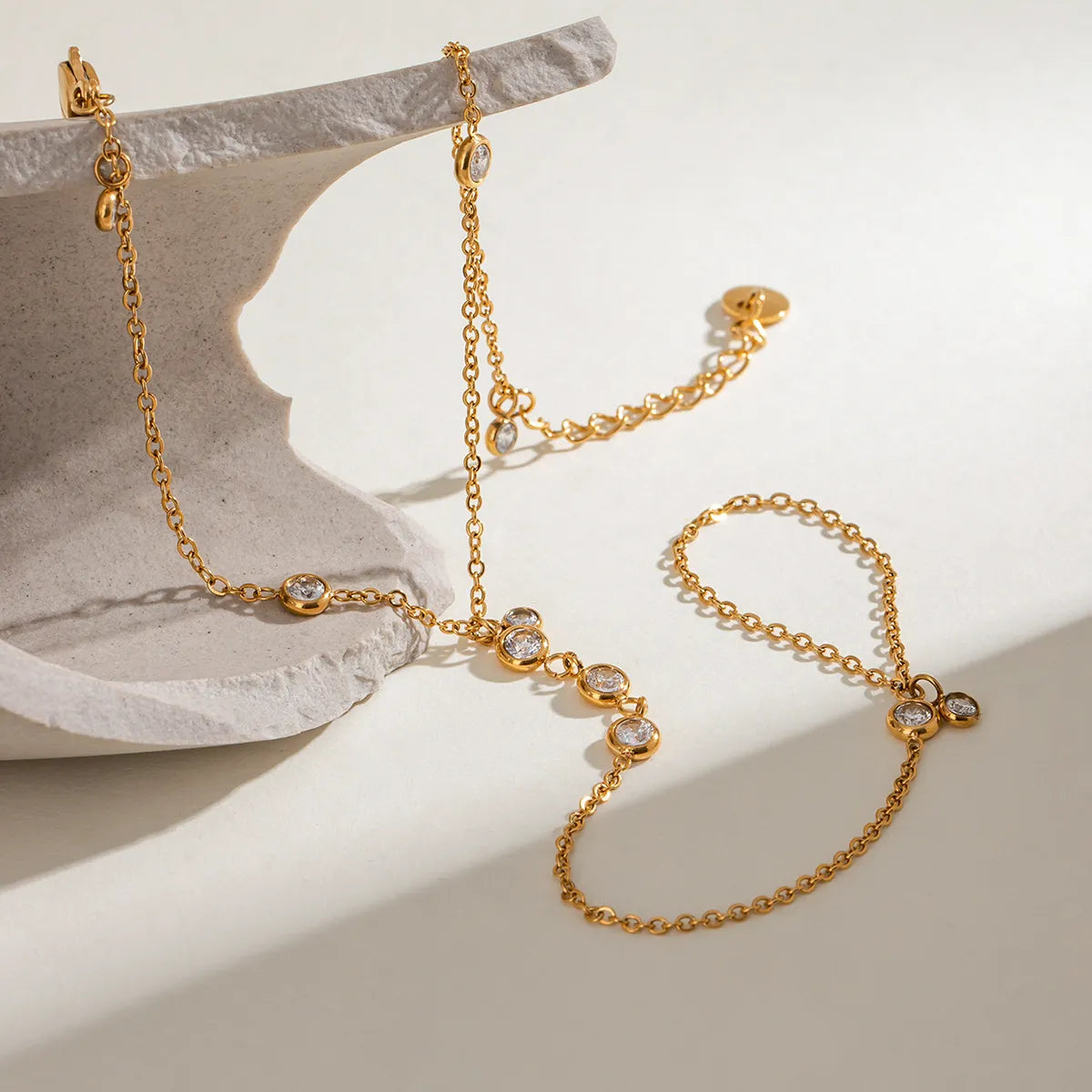 Élodie 18K Gold-Plated Rhinestone Chain Bracelet - Be Juliet