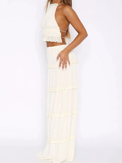 Isaline Two-Piece Set – Halter Crop Top & Maxi Skirt - Be Juliet