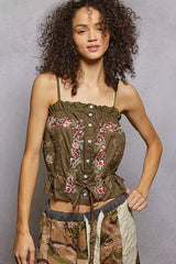 Isabelle Floral Embroidered Lace Cami (Cacao) - Be Juliet