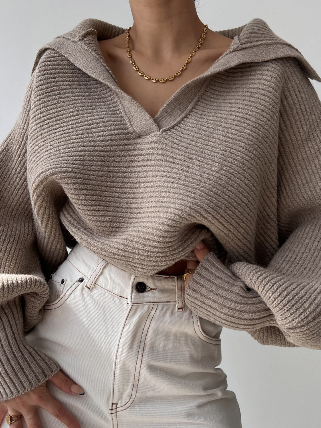 Johnny Collar Long Sleeve Sweater - Be Juliet