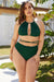 Solène Cutout Backless Bikini Set – Plus Size - Green, front view on model - Be Juliet