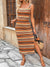 Perfee Side Slit Contrast Sleeveless Midi Tank Dress - Caramel, front view on model - Be Juliet