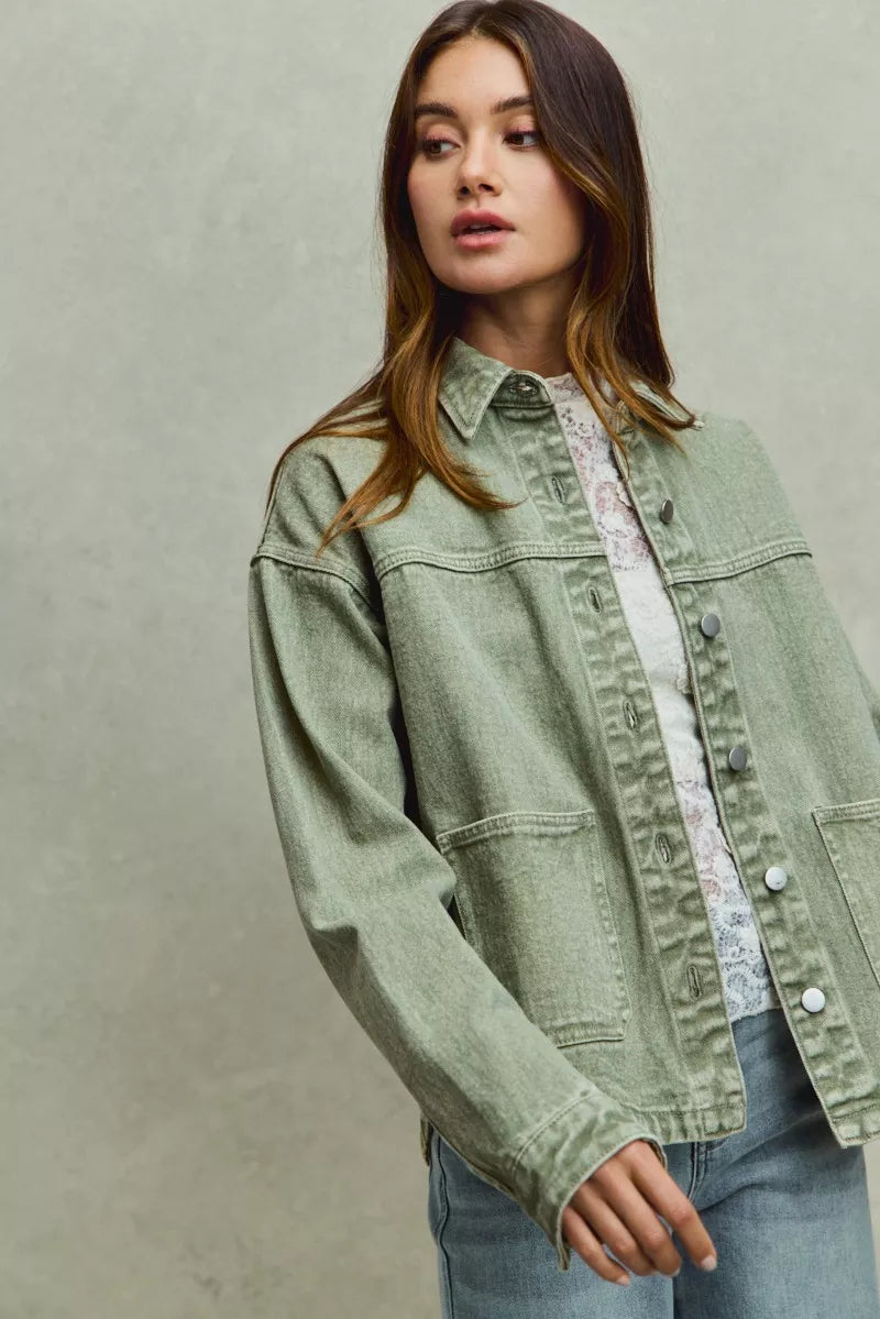 Renée Vintage-Washed Twill Shacket - Be Juliet