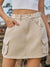 Emma Denim Skirt with Pockets - Mocha, front view on model - Be Juliet