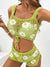 Dahlia Flower Cutout Two-Piece Cover-Up Set - Yellow-Green, front view on model - Be Juliet