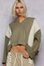 POL Mix Thermal Floral Quilted Knit Cropped Top - OLIVE, front view on model - Be Juliet