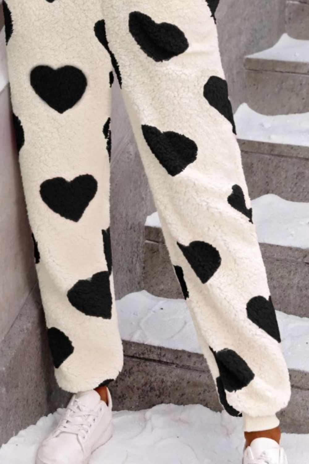 Fuzzy Heart Zip Up Hooded Lounge Jumpsuit - Be Juliet