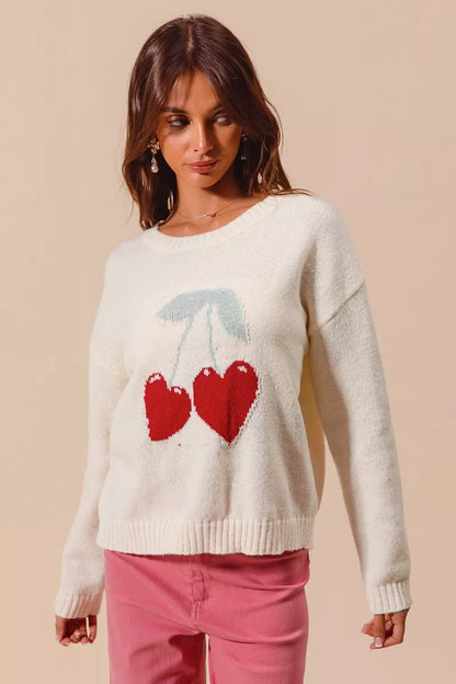 Colette Heart Cherry Knit Sweater – Valentine's Edition - Be Juliet