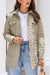 Snap Down Collared Winter Coat - Khaki, front view on model - Be Juliet