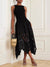 Be Juliet The Noir Ribbed Crochet Midi Dress black, front 3/4 angle, ribbed bodice with crochet hem