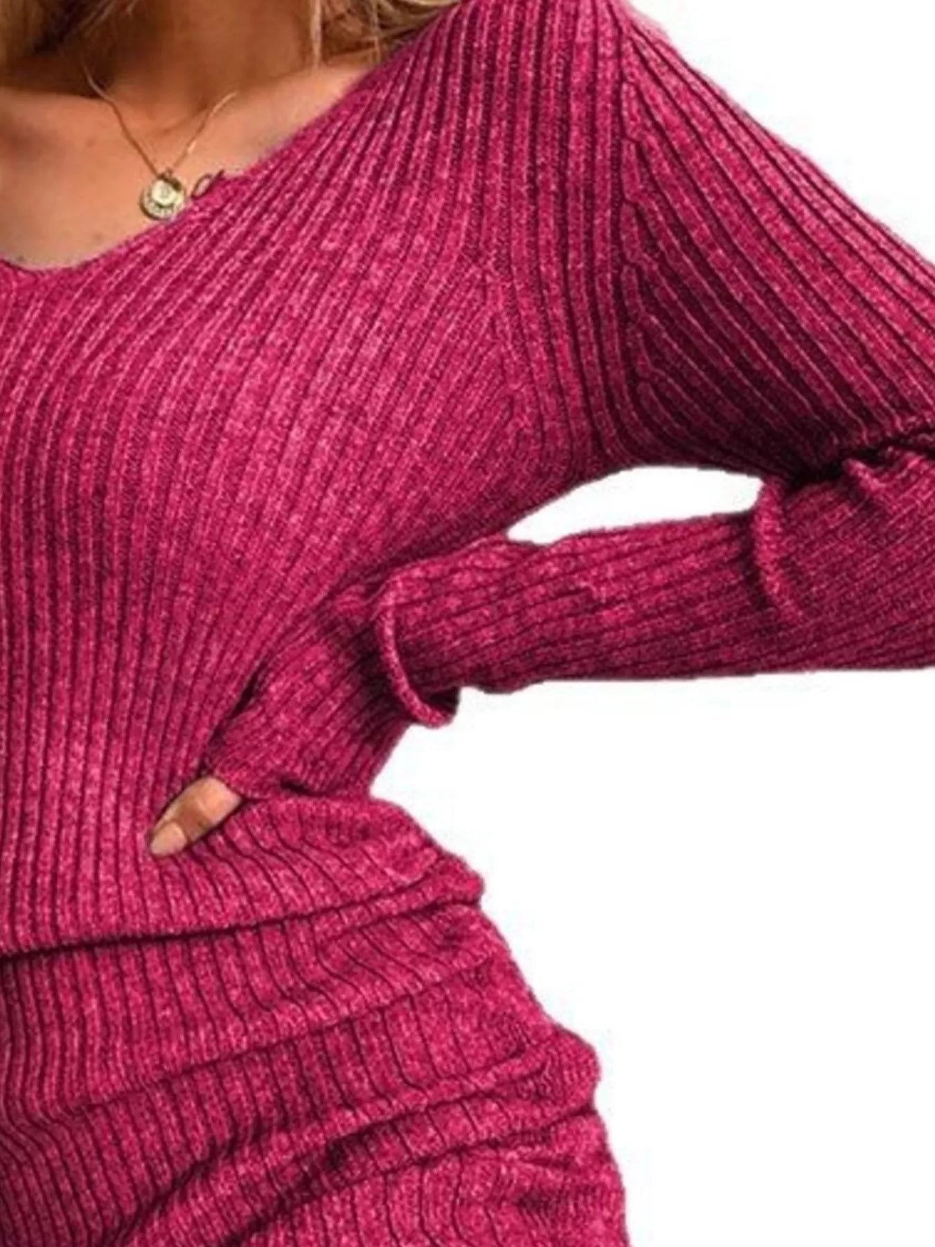 Elara Ribbed Knit Drawstring Bodycon Sweater Dress — Plus Size - Be Juliet