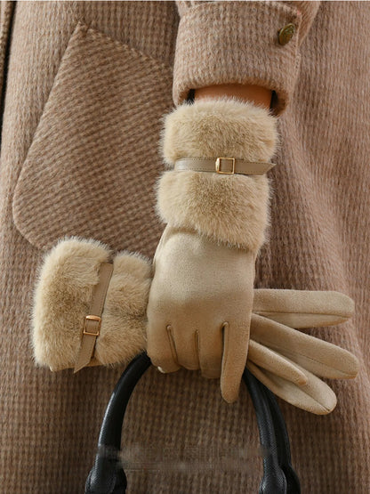 Chloé Faux Fur Cuff Gloves - Be Juliet