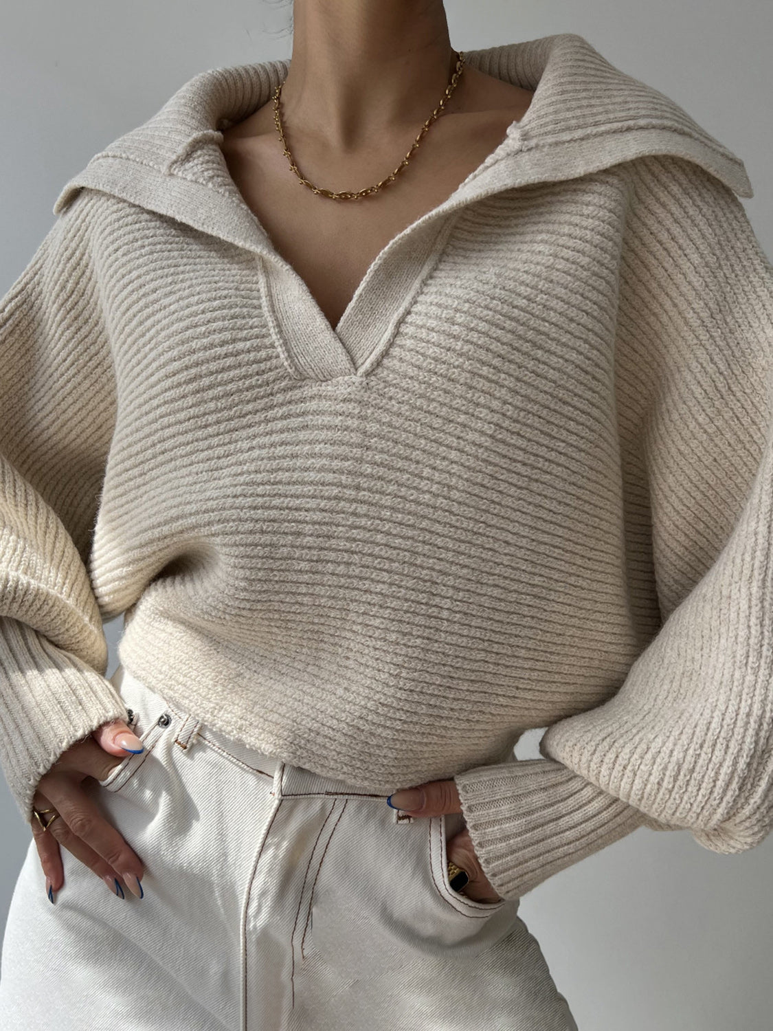 Johnny Collar Long Sleeve Sweater - Be Juliet