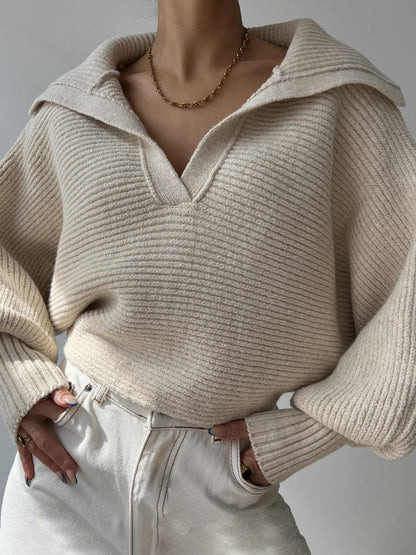 Johnny Collar Long Sleeve Sweater - Be Juliet