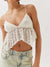 Amber Lace Cropped Cami with Flowy Hem - White, front view on model - Be Juliet