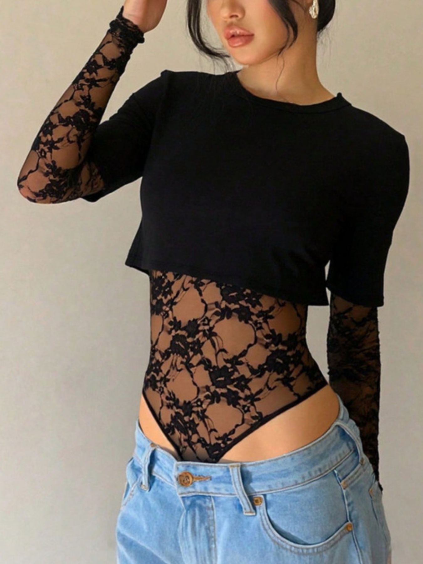 Claire Lace Patchwork Bodysuit - Be Juliet