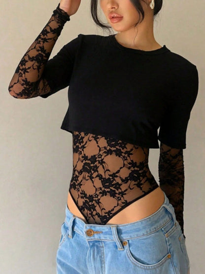Claire Lace Patchwork Bodysuit - Be Juliet