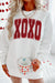 Valentine’s Day XOXO Glitter Round Neck Sweatshirt - White, front view on model - Be Juliet