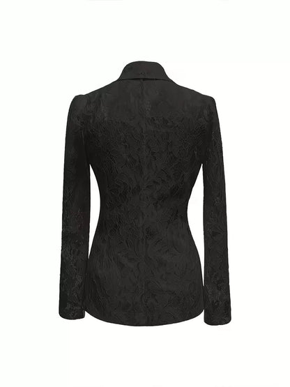 Lace Button-Up Fitted Blazer - Be Juliet