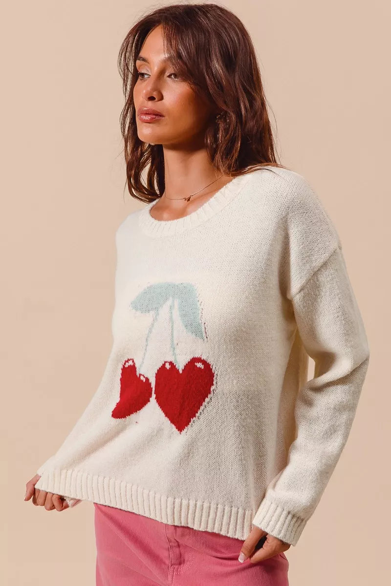 Colette Heart Cherry Knit Sweater – Valentine's Edition - Be Juliet
