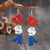 USA Wooden Letter Dangle Earrings - front view showing USA lettering - Be Juliet